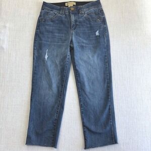 Democracy Ab Technology Jeans Womens 4 Crop Ram Hem Dissressed Stretch Denim